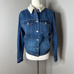 Old Navy Blue Denim Jacket with Sherpa Collar